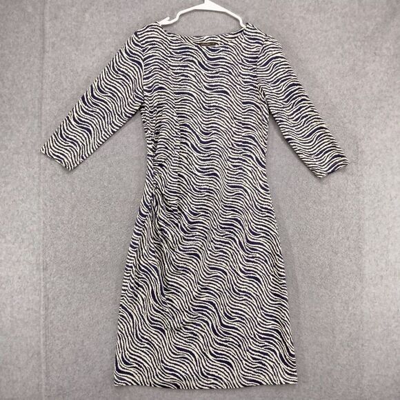 J. McLaughlin Dresses & Skirts - J McLaughlin Sheath Dress Womens Sz S Blue White Zebra Print Stretch 3/4 Sleeve
